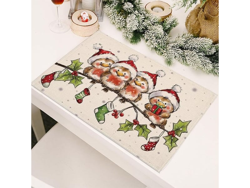 Lot de 4 set de table noel, set table noel lavable, 30 x 45 cm sets de table, antidérapant tapis de table pour la décoration de fête de noël  - Conforama B