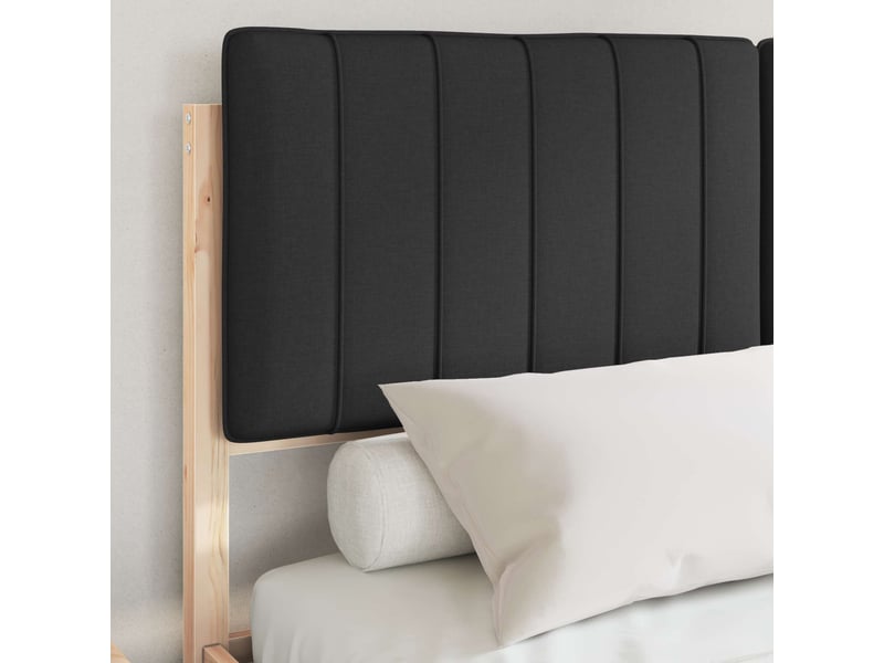  Lit double- lit adulte -  cadre de lit avec tête de lit rembourrée noir 135 x 190 cm  - Conforama B