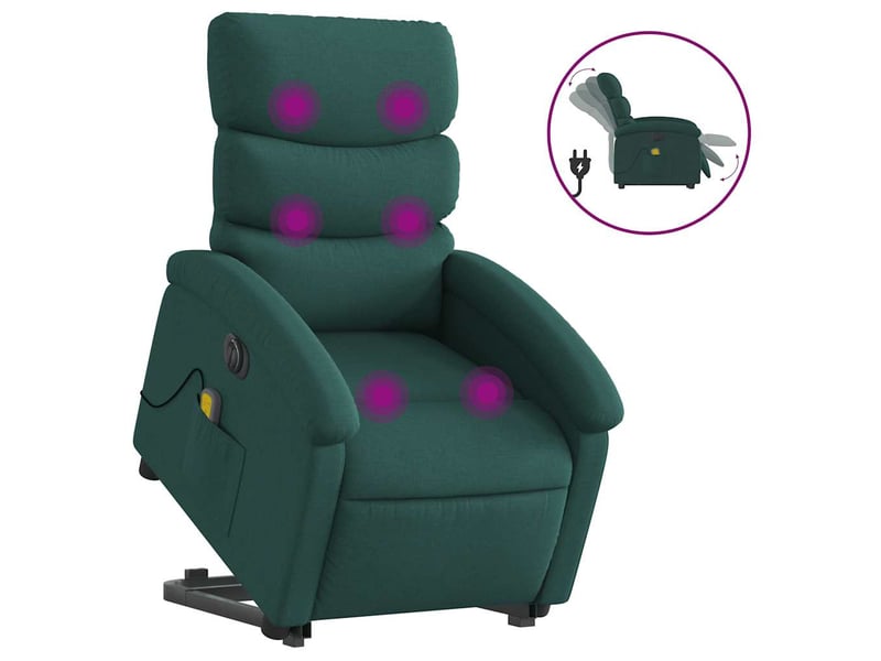  Fauteuil inclinable de massage électrique vert foncé tissu shl26007  - Conforama A