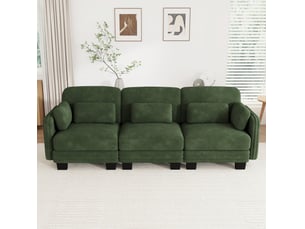 Canapé droit fixe MAISENTIEL 3 places Tissu vert