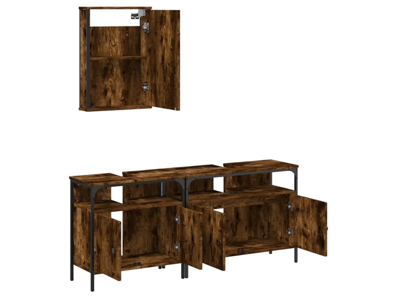  Ensemble de meubles de salle de bain 3 pcs chêne fumé  - Conforama E