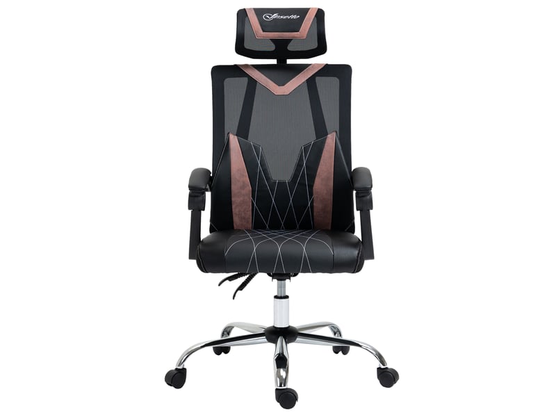  Chaise de bureau ergonomique en maille, avec roulettes, soutien lombaire et cervical, hauteur réglable et inclinable, 58 x 62,5 x 112-120 cm, rose  - Conforama B