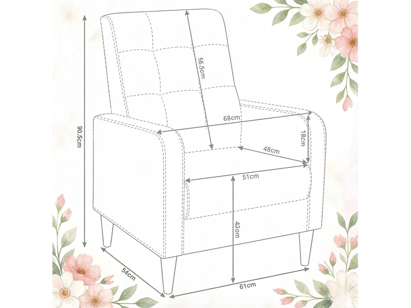 Fauteuil de chambre avec dossier haut ergonomique et accoudoirs, capitonné en lin gris clair, 51 × 48 cm - Conforama D