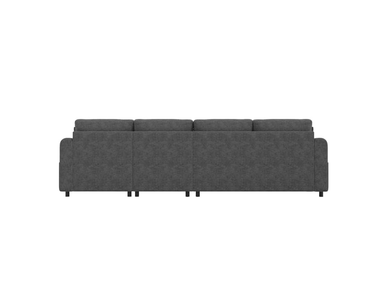 Canapé d'angle l lora gris avec rangement d'angle réversible, poche magazine et dossier capitonné - Conforama E