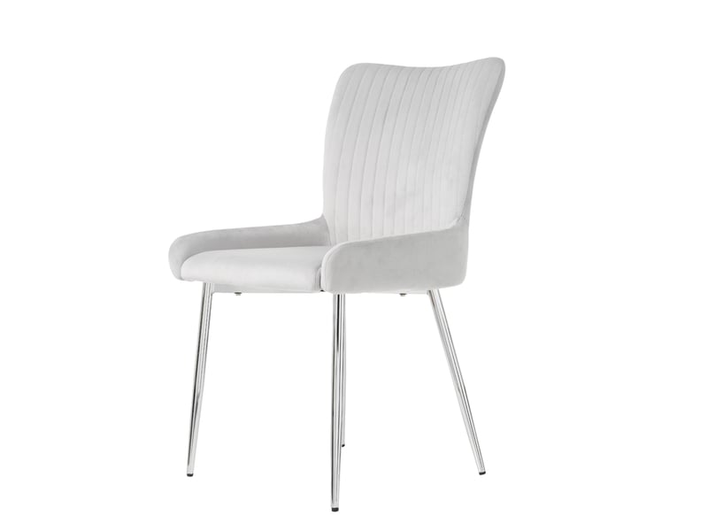  Lot de 2 chaises 58x47x85 cm, chaises salle à manger, velours gris, support lombaire, pieds métal argenté  - Conforama A