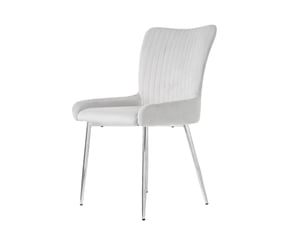 Lot de 2 chaises 58x47x85 cm, chaises salle à manger, velours gris, support lombaire, pieds métal argenté
