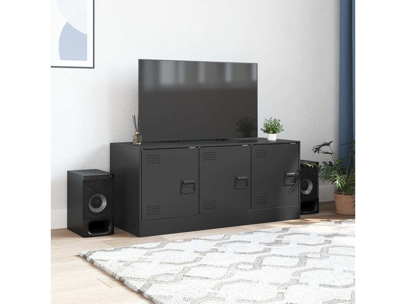  Meuble tv - banc tv - meuble de rangement noir 99x39x44 cm acier  - Conforama C