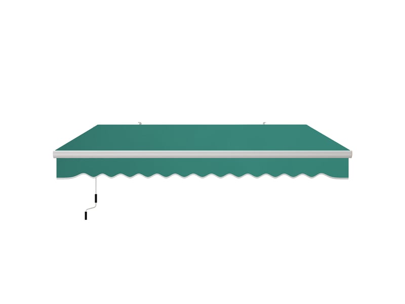  Store banne manuelle 395 x 245 cm avec manivelle, pour balcon, terrasse ou patio, en aluminium et toile polyester 280 gm², anti-uv, verte  - Conforama B