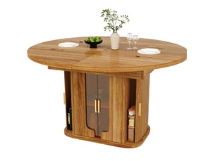 Table de salle à manger ronde, 118x118x77 cm, extensible 6 places pour 6 personnes, repas, pratique, mdf, coloris noyer