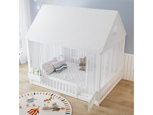 Lit cabane 140x200 cm <strong>STILVORA</strong>  <strong></strong> coloris blanc