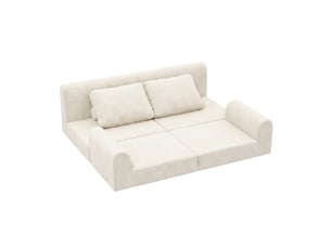 Canapé convertible beige deux places en mousse à mémoire de forme, fauteuil convertible en lit pour salon, chambre ou petit espace