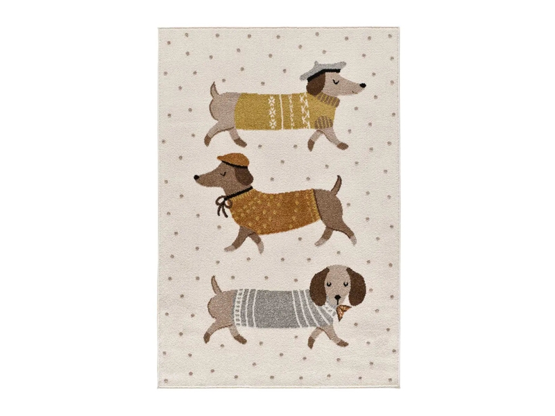 Tapis enfant chiens saucisses intérieur blanc, 120 x 170 cm 51379 - Conforama A