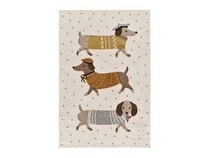 Tapis enfant chiens saucisses blanc, 120 x 170 cm