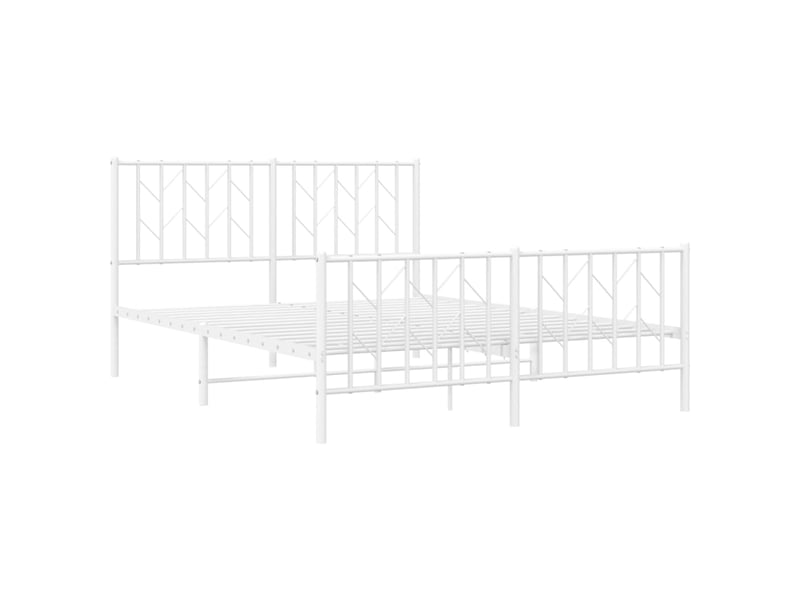 Lit double- lit adulte -  cadre de lit métal sans matelas et pied de lit blanc 135x190 cm  - Conforama C