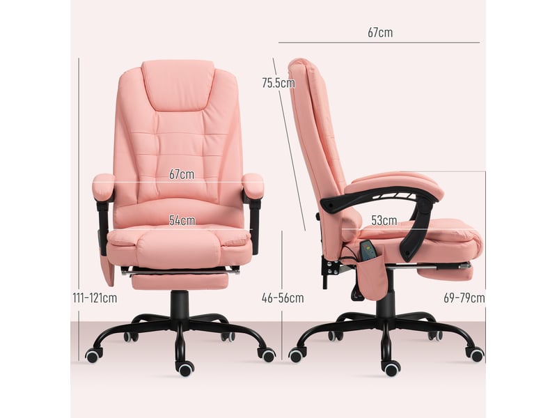  Fauteuil de bureau avec 7 points de massage, siège ergonomique avec liege, chefsessel pour home office  - Conforama D