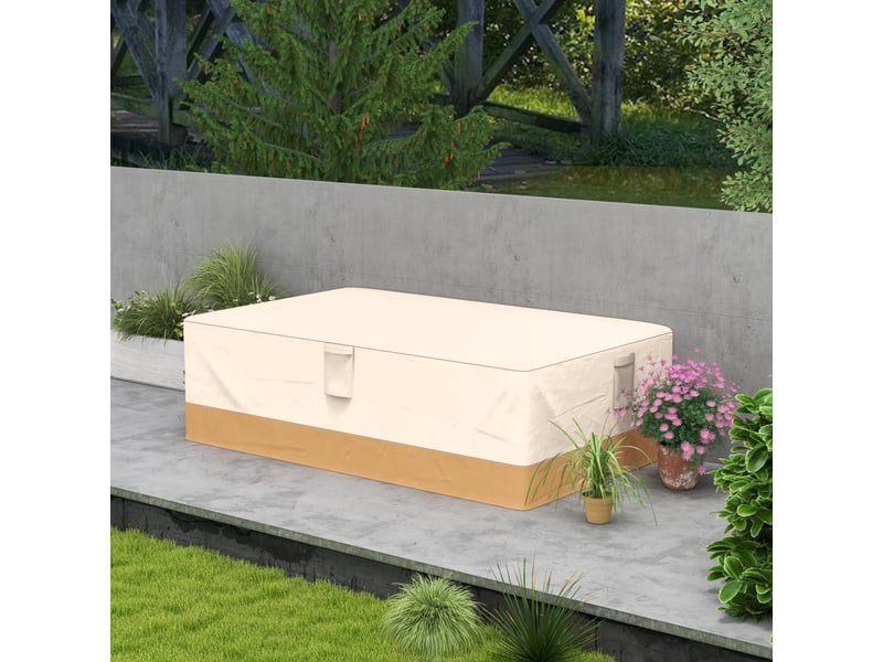  Housse protection mobilier jardin 275×208×78 cm, tissu oxford 600d imperméable, 4 aérations, 5 poignées, cordon de serrage, beige  - Conforama C