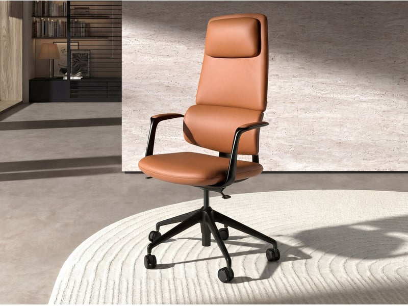  Chaise de bureau pivotante en similicuir marron 4261 - Conforama C