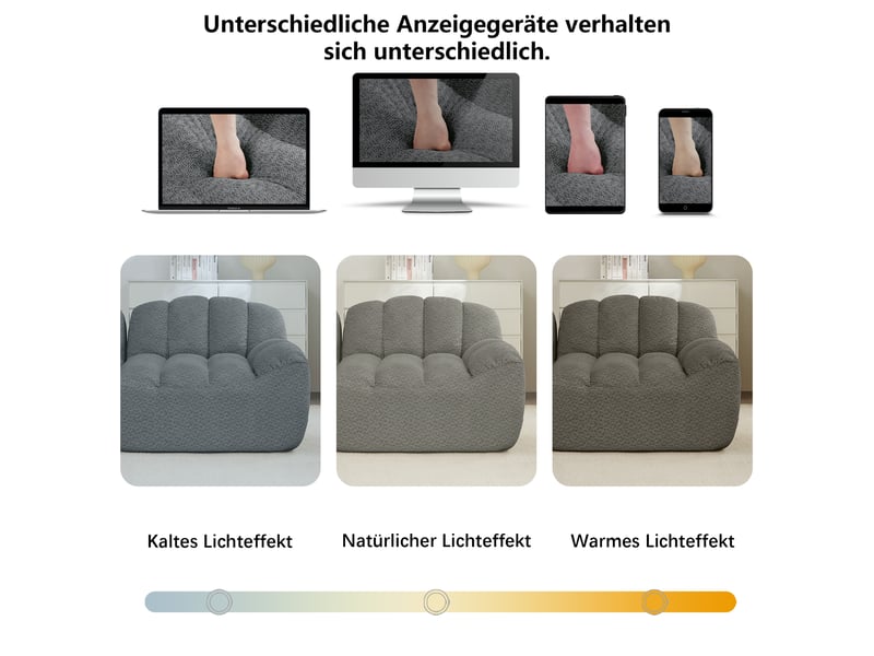 Canapé droit - sans structure 3 places 288x104 cm - mousse 32d - modulable en l ou u - polaire granulée - gris - Conforama W