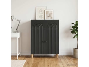 Buffet - bahut - meuble de rangement noir 66 x 34,5 x 90 cm bois d'ingénierie