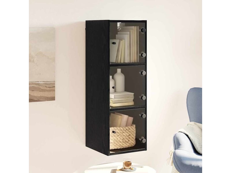  Meuble mural, meuble de rangement salon 35 x 37 x 102 cm bois d'ingénierie chêne noir  - Conforama D