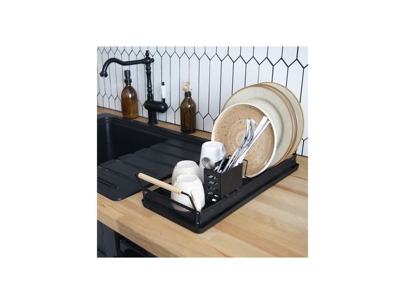 Egouttoir vaisselle en métal noir 50,5 x 19,5 x 10 cm 50877 - Conforama C