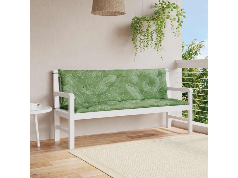  Lot de 2 coussins de banc de jardin, coussins d'assise motif de feuilles tissu cf58671  - Conforama B