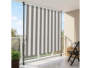 Store enrouleur, store roulant extérieur anthracite et blanc 100 x 270 cm cf47443