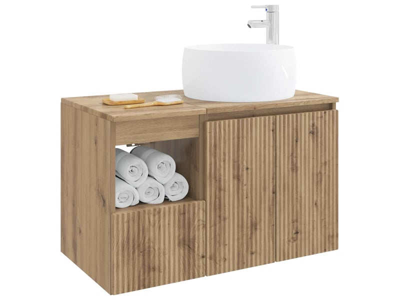 Ensemble de mobilier de salle de bain 2 pc chêne artisanal cf64069 - Conforama C