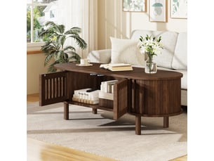 Table basse ovale coloris bois foncé OKMYHOME - 40 cmx100 cm