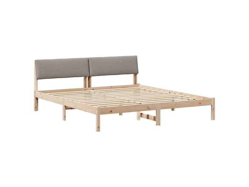  Lit double- lit adulte -  cadre de lit marron et taupe 180 x 200 cm bois massif en pin  - Conforama A