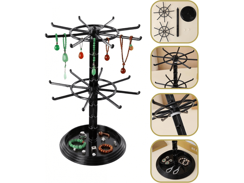  Présentoir à bijoux rotatif, présentoir rotatif pour bijoux, support rotatif pour colliers, étagère à bijoux rotative, support de collier rotatif  - Conforama C