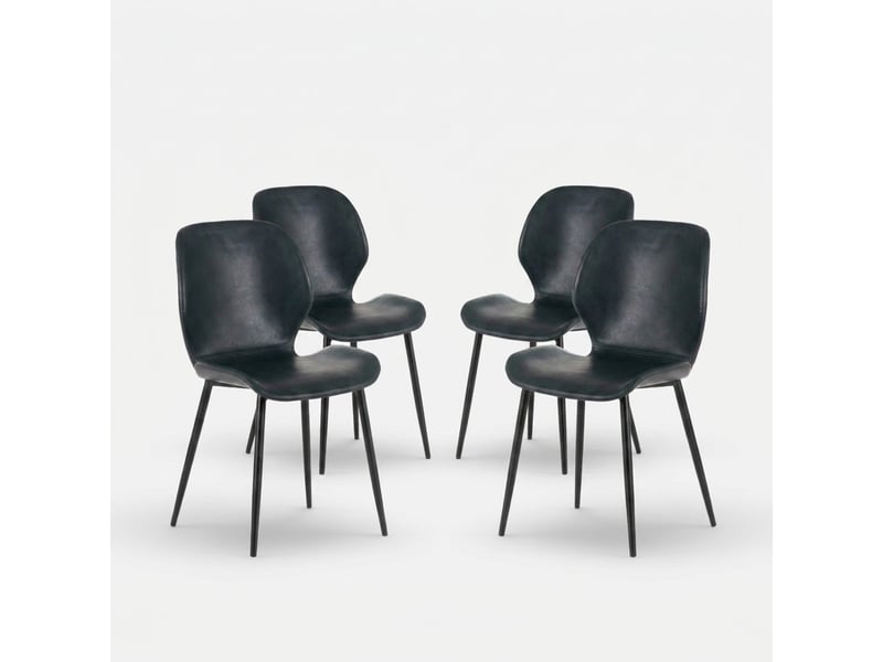  Lot de 4 chaises de salle à manger rembourrées soft-touch callisto - bleu  - Conforama A