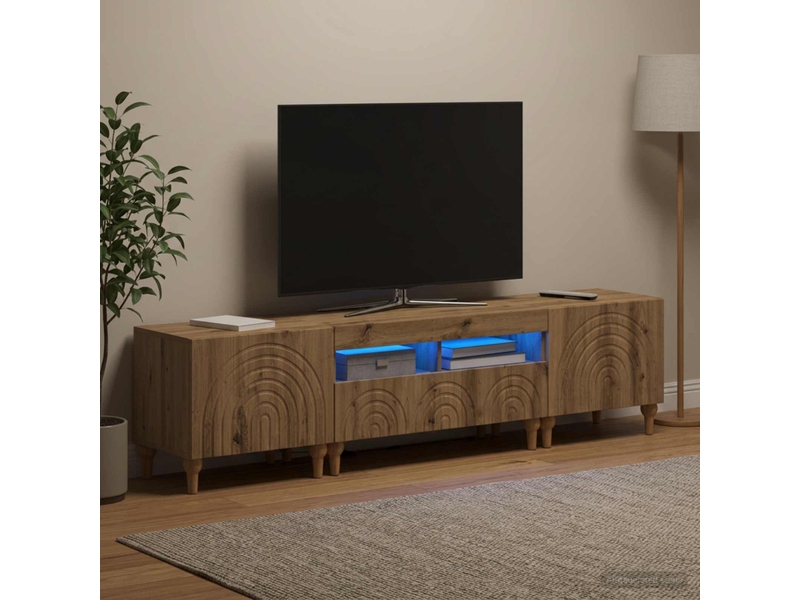  Ensemble de 3 meubles tv - banc tv - meuble de rangement led chêne artisanal bois d'ingénierie  - Conforama B