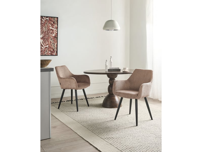 Lot de 2 chaises de salle à manger mori velours côtelé beige  - Conforama B