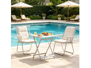 Table de jardin pliante extérieure en aluminium argenté 47x50,5x59,5 cm