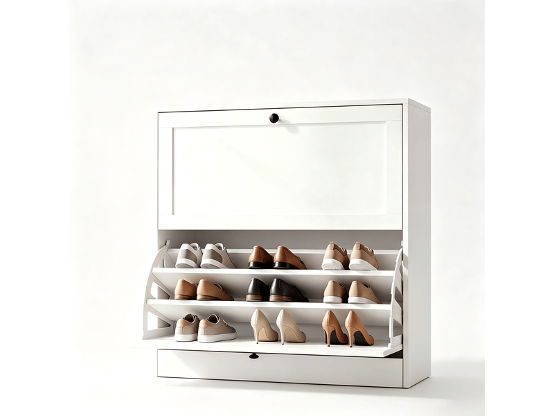  Meuble à chaussures à 2 portes, meuble à chaussures étroit de 30 cm de profondeur, meuble à chaussures pour couloirentrée (blanc)  - Conforama A
