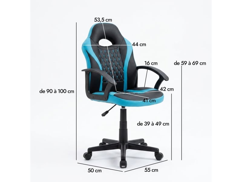 Chaise gaming pivotante noir et bleu en simili – nellie - Conforama D