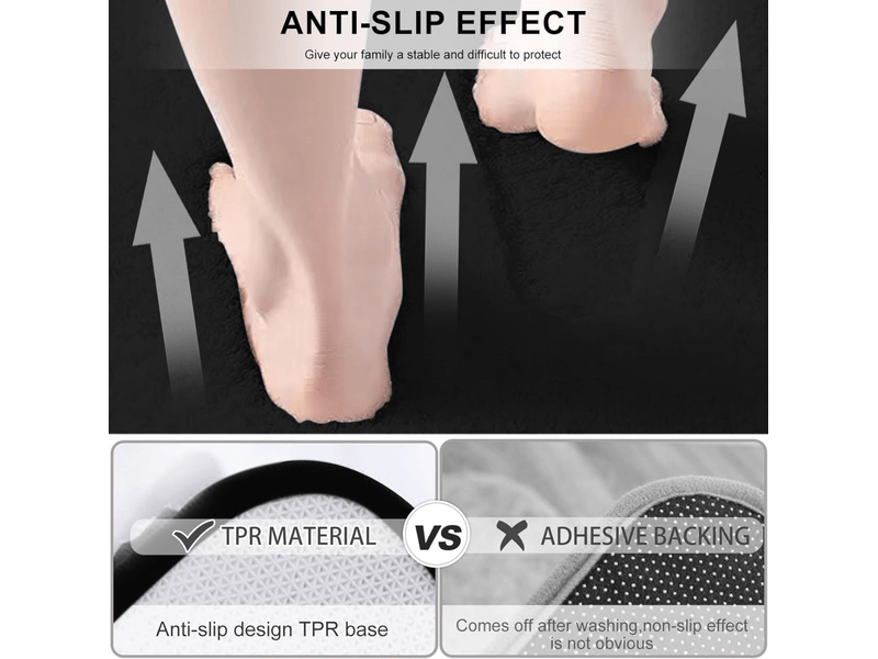  Tapis de bain 40 x 60 cm, antidérapant, doux, absorbant l'eau, en microfibre, noir  - Conforama C
