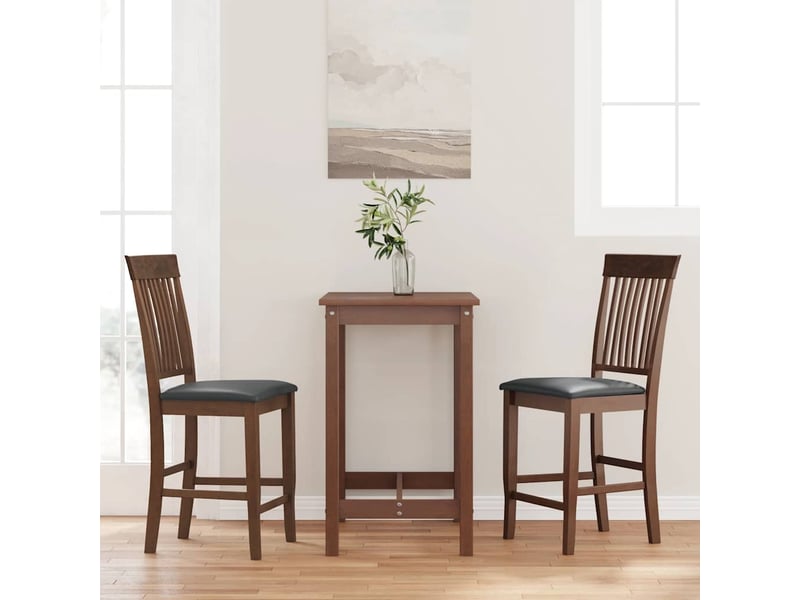  Lot de 2 tabouret de bar avec coussins en bois massif marron et caoutchouc shl54979  - Conforama B