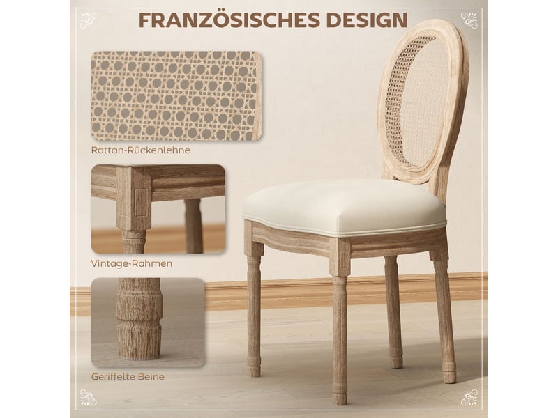  Lot de 2 chaises de salle à manger bois massif et cannage 49 x 56 x 96 cm  - Conforama D