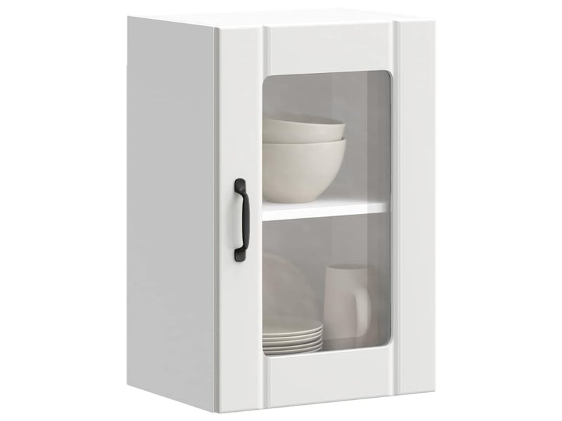  Meuble de rangement, armoire murale de cuisine avec porte en verre lucca blanc  - Conforama B
