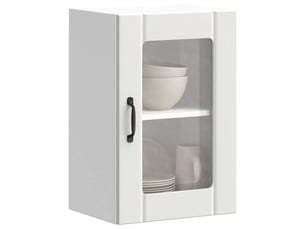 Meuble de rangement, armoire murale de cuisine avec porte en verre lucca blanc