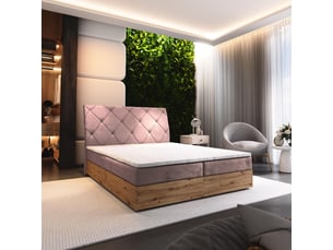 Lit avec rangement 140x200 cm <strong>MASSENO</strong>  <strong></strong> coloris rose