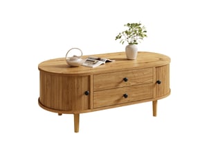 Table basse - avec rangement - avec tiroirs - design moderne - 2 tiroirs - panneau de fibres de densité moyenne - chêne - pour salon et séjour