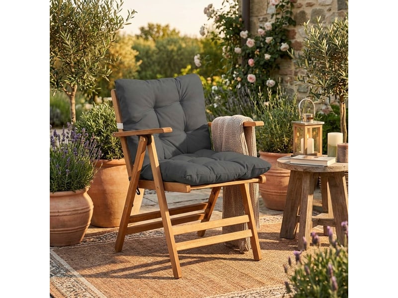  Chaise de jardin pliante en bois inclinable tavren - anthracite  - Conforama B