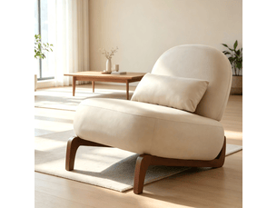 Fauteuil d'appoint sans accoudoirs pour lecture et détente, revêtement en velours, pieds en bois massif camel