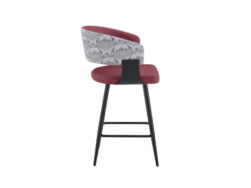 Chaise de salle à manger 46 x 47 x 95 cm - avec assise rembourrée et accoudoirs intégrés - similicuir et pieds en métal - rouge - Conforama E
