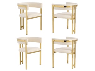 Lot de 4 chaises de salle à manger,60x50x76 cm,chenille,beige et doré