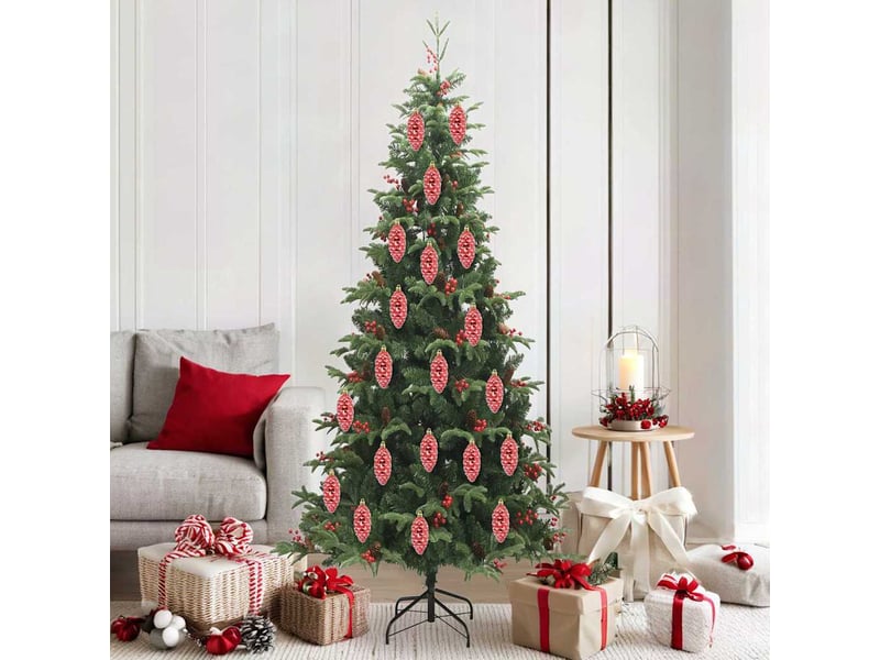  Boule de pomme de pin de noël 40 pcs rouge 4 x 9 cm plastique  - Conforama B