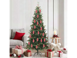 Boule de pomme de pin de noël 40 pcs rouge 4 x 9 cm plastique